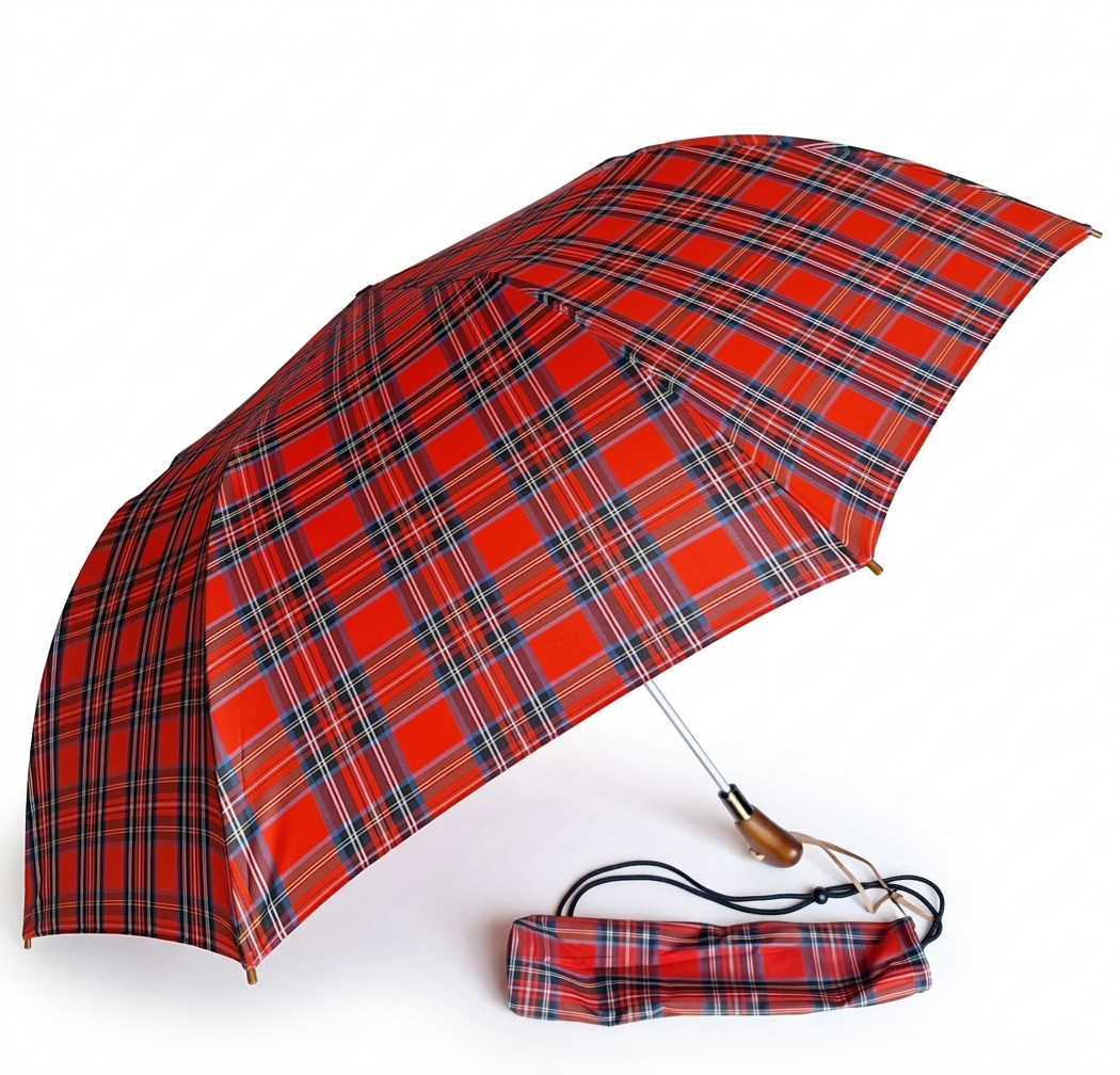 Grand parapluie golf pliant automatique rouge ecossais housse sac à dos Randonneur Piganiol français - Large130cm & robuste
