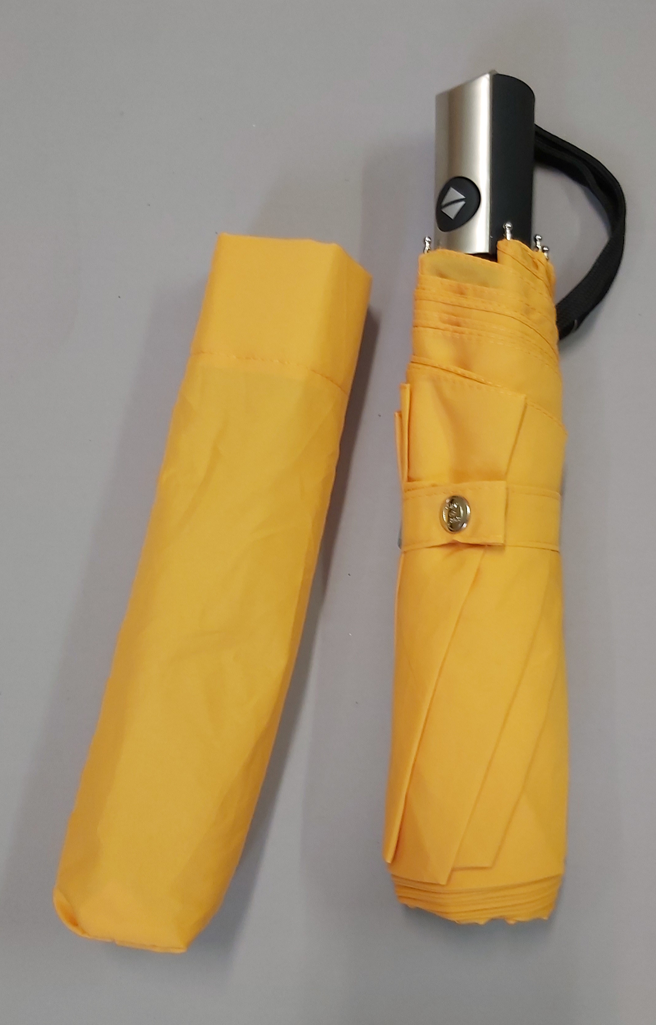 Parapluie français mini pliant automatique ouvré fermé uni jaune Vaux - Grand & résistant