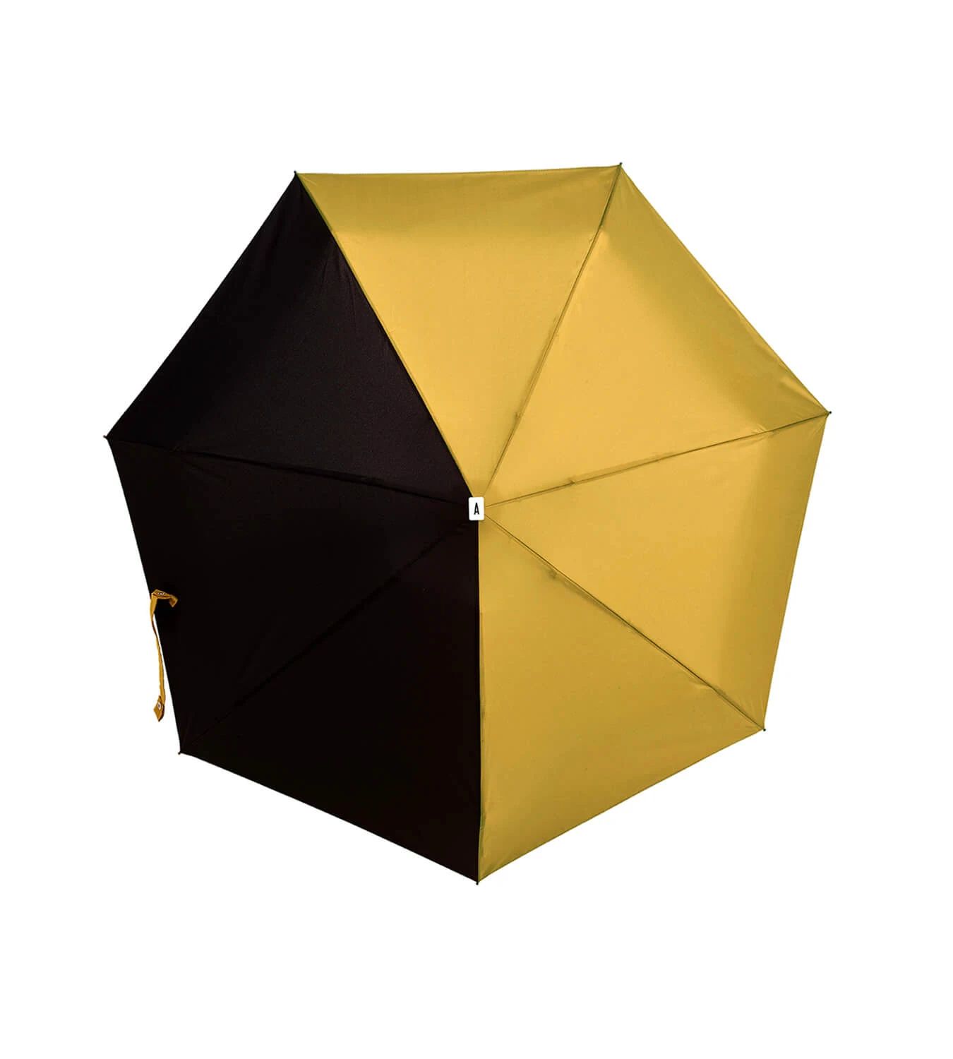 Mini parapluie Anatole pliant plat de poche bicolore Noir & Jaune - Verlaine - Léger 220g & solide