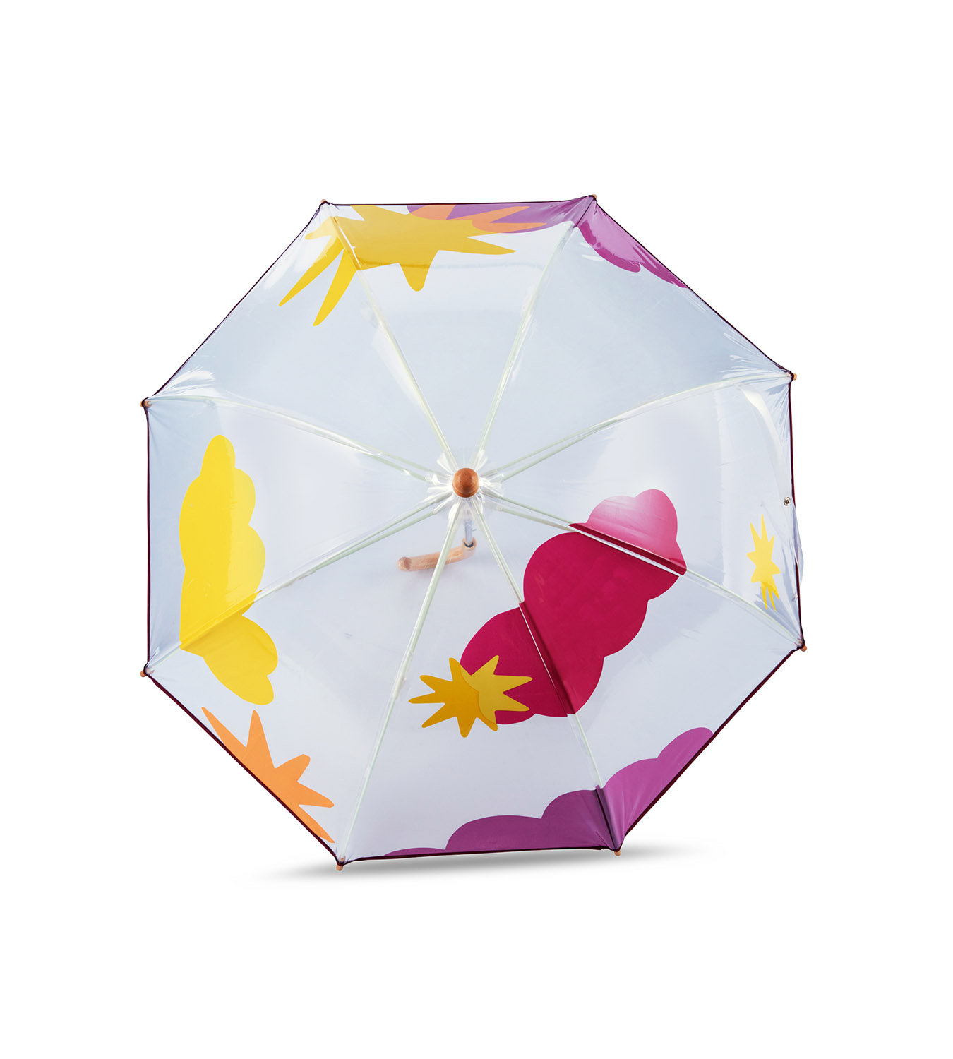Parapluie Anatole enfant cloche transparent Maïdo imprimé nuages & étoiles coloprés - 3 ans et plus